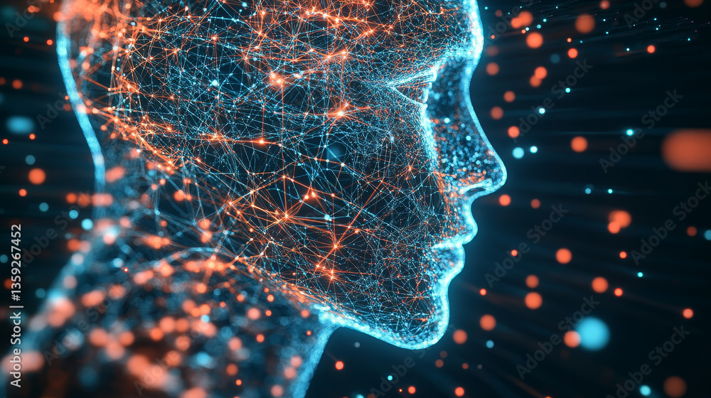 Poster artificial intelligence in the global network. digital technologies of the future. computer mind con
