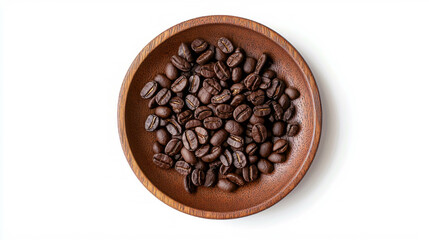 Fototapeta premium Rustic brown coffee beans in wooden bowl for kitchen decor and culinary inspiration