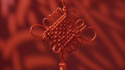 4k Video New Year Chinese Knot Joyful Decoration to Worship New Year Traditions
