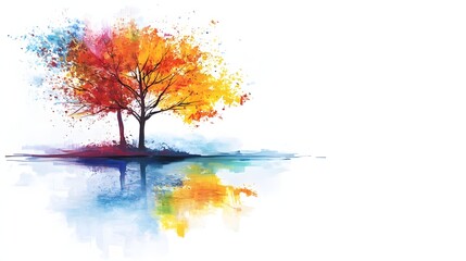 colorful autumn tree reflection