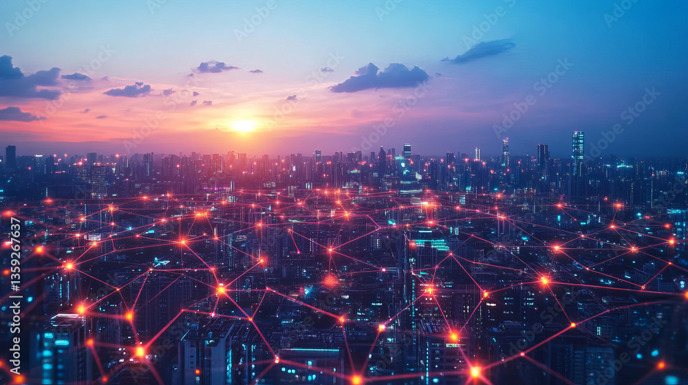 Poster big data concept. digital neural network. introduction of artificial intelligence. cyberspace of fut
