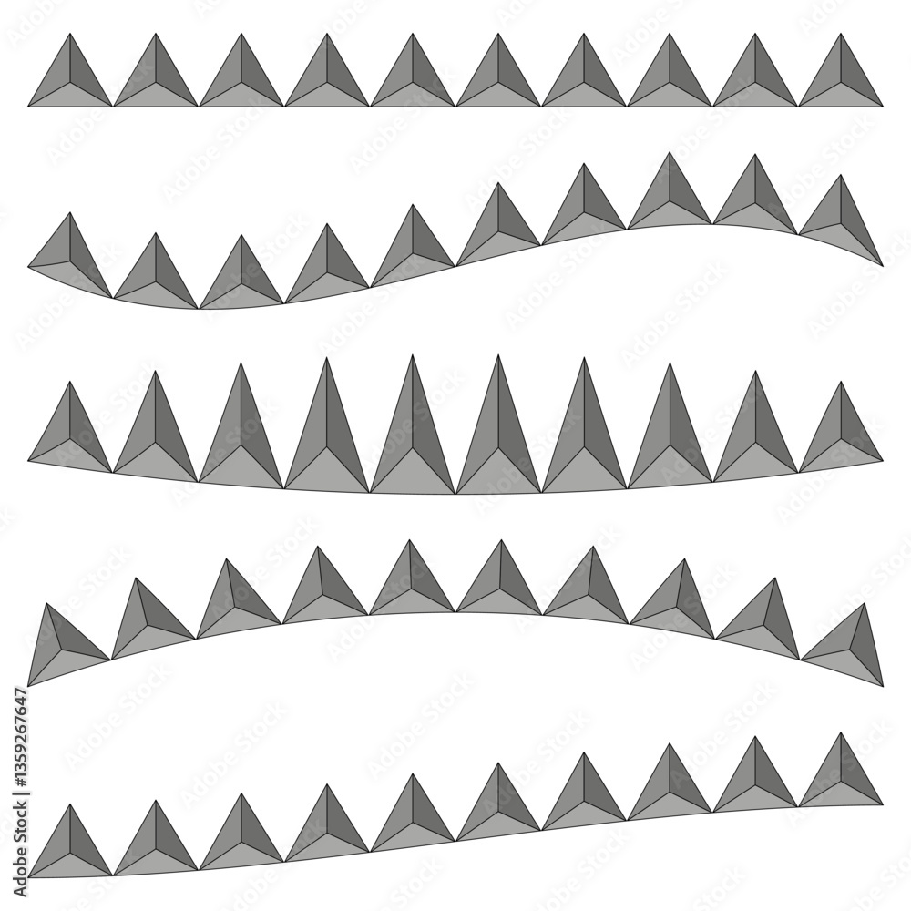 Poster pyramid border pattern. repeated triangular shapes. black and white design. decorative line concept.
