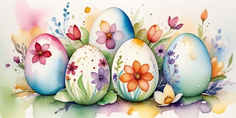 Semana Santa. huevos de pascua estilo acuarela