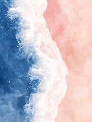 Fototapeta premium Waves crashing on soft pink sand beach abstract photography serene environment aerial view tranquility concept