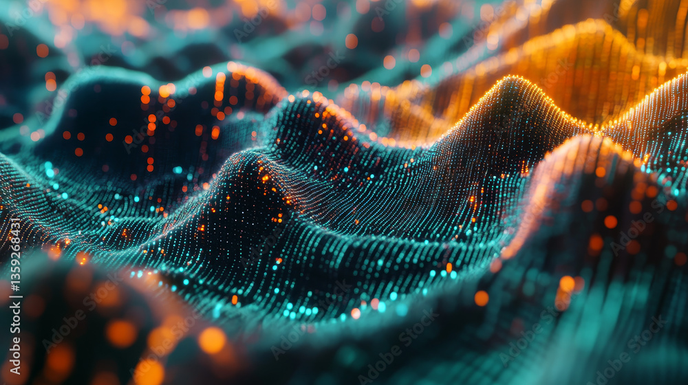 Poster big data concept. digital neural network. introduction of artificial intelligence. cyberspace of fut