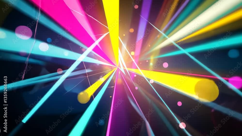 Aufkleber abstract colorful light beams exploding outward from central point against black background