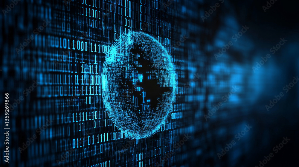 Poster vector illustration global network sphere computer security danger of hacking vulnerable objects pro