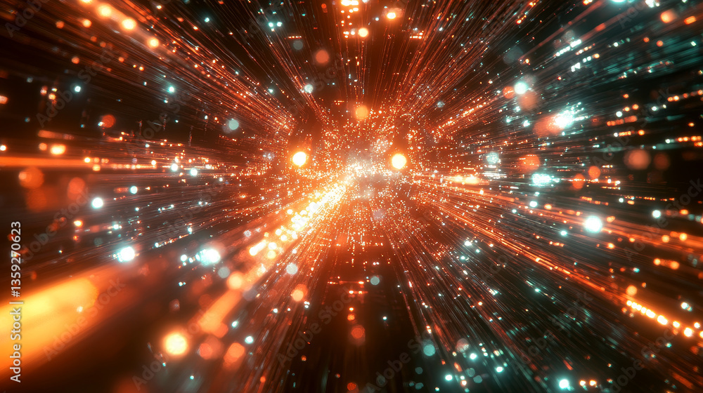 Poster artificial intelligence. digital neural network based on the human brain. computer mind of the futur