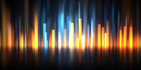 Abstract Candlestick Chart Vibrant Blue and Orange Bars Depict Market Trends on Dark Background