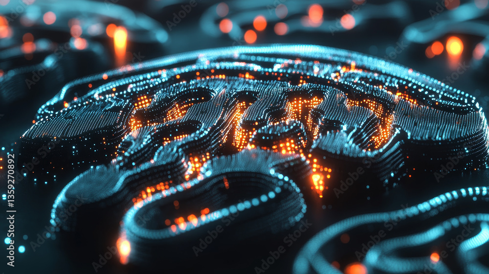 Poster artificial intelligence. digital neural network based on the human brain. computer mind of the futur