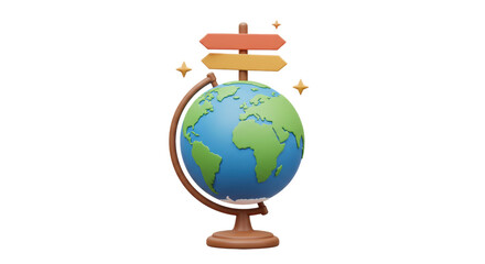 Isolated Globe with Directional Signpost for Travel and Exploration