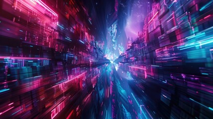 Abstract of digital shape or line and technological cyber style particle design connect in surreal electronic shape designing. High tech scenery express seamless pattern perfect for wallpaper. AIG53.