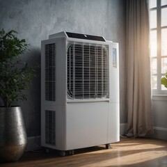 A wall-mounted air conditioner dispersing cool air, shifting between active cooling and standby in a modern office.


