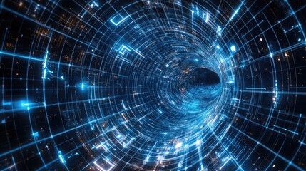 Fototapeta premium Digital Tunnel: A Journey Through Cyberspace