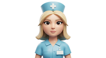 Isolated Cartoon Nurse Portrait