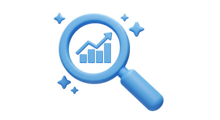 Isolated Magnifying Glass with Increasing Chart
