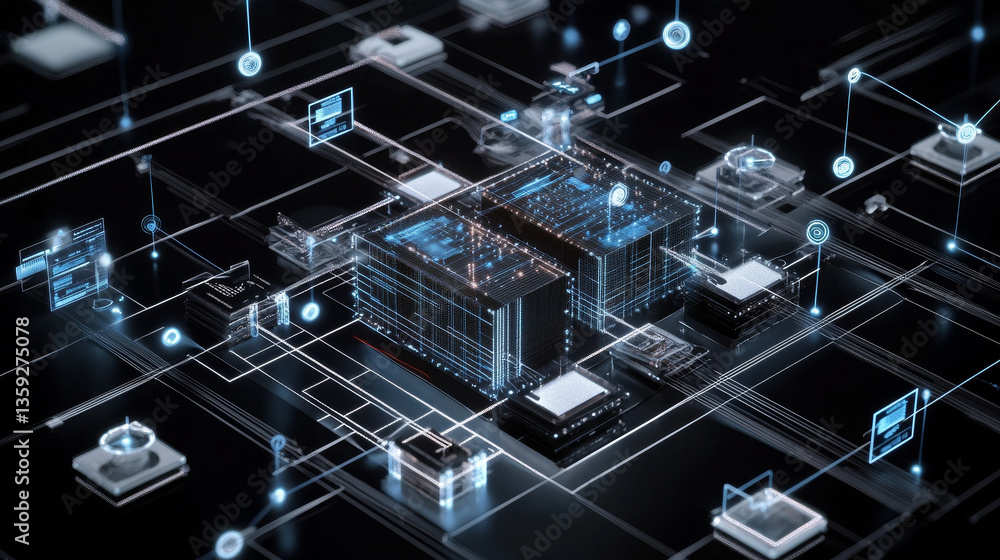 Poster neural network, abstract digital concept. cyber technologies and data security. polygon network and 