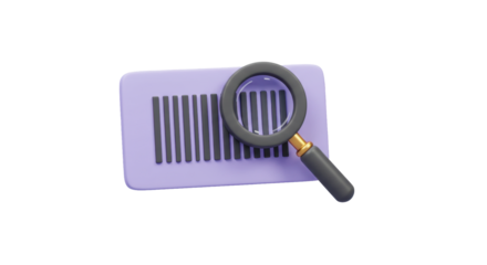 Isolated Magnifying Glass over Barcode for Scanning and Identification