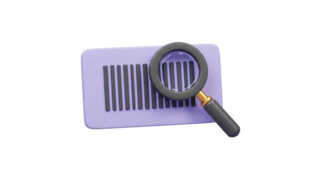 Isolated Magnifying Glass over Barcode for Scanning and Identification