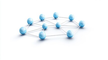 Blue Spheres Connected by White Lines on White Background