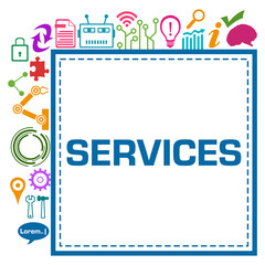 Obraz premium Services Symbols Colorful Technology Square Corner Text 