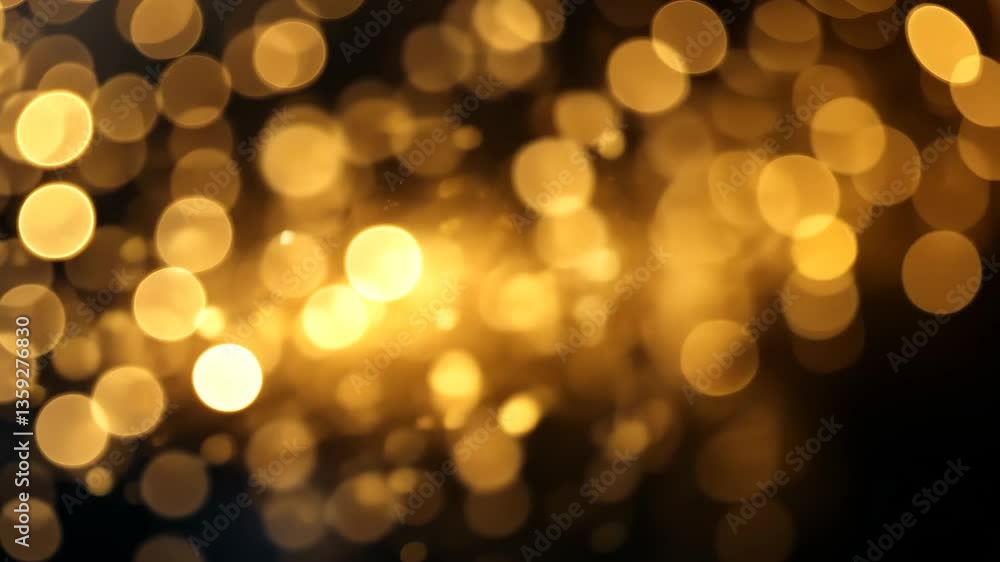 Poster abstract golden bokeh lights on dark background creating blurred festive atmosphere