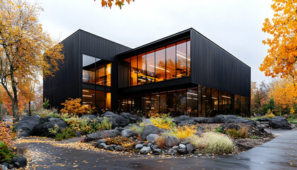 Modern Office Building Autumn Colors
