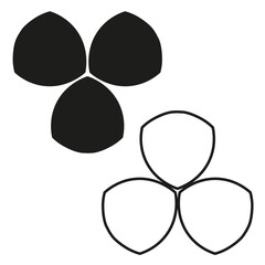 Abstract petal shapes. Geometric black elements. Symmetrical artistic forms. Modern decorative design.