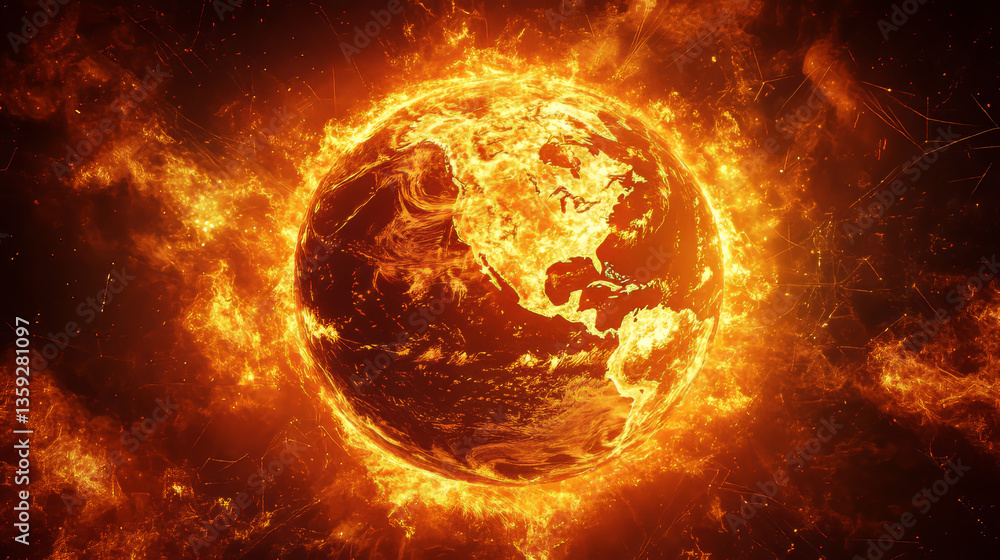 Poster digital web. global computer wireless network. abstract 3d illustration of a flaming polygonal mesh 