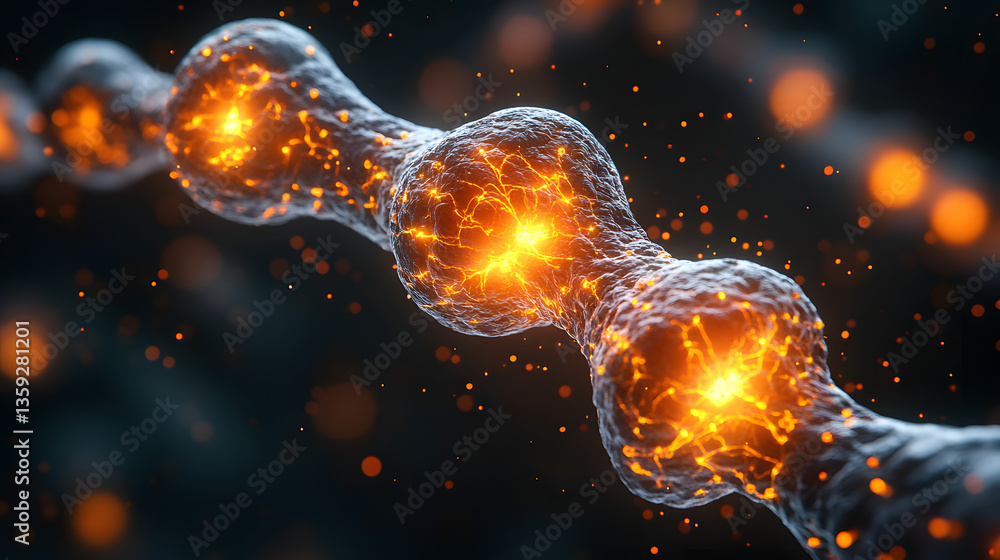 Poster illuminated nerve cells: a visually captivating macro shot that showcases the intricate network of n
