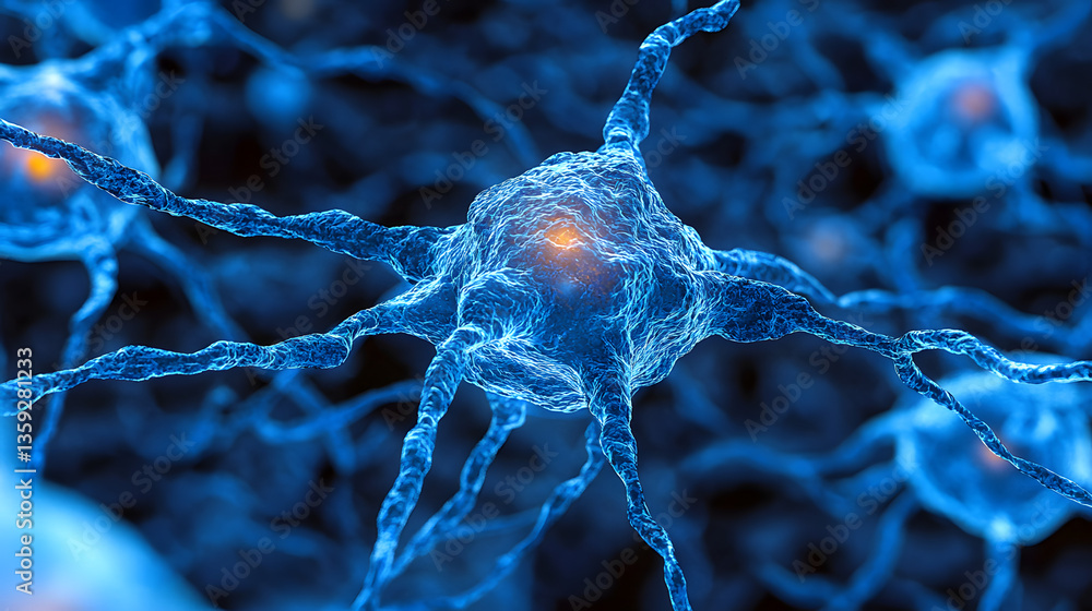 Poster unveiling the brain's architects: an intimate, visually captivating exploration of neurons, showcasi