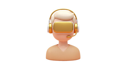 Isolated VR Headset Man Symbolizing Virtual Reality Experience