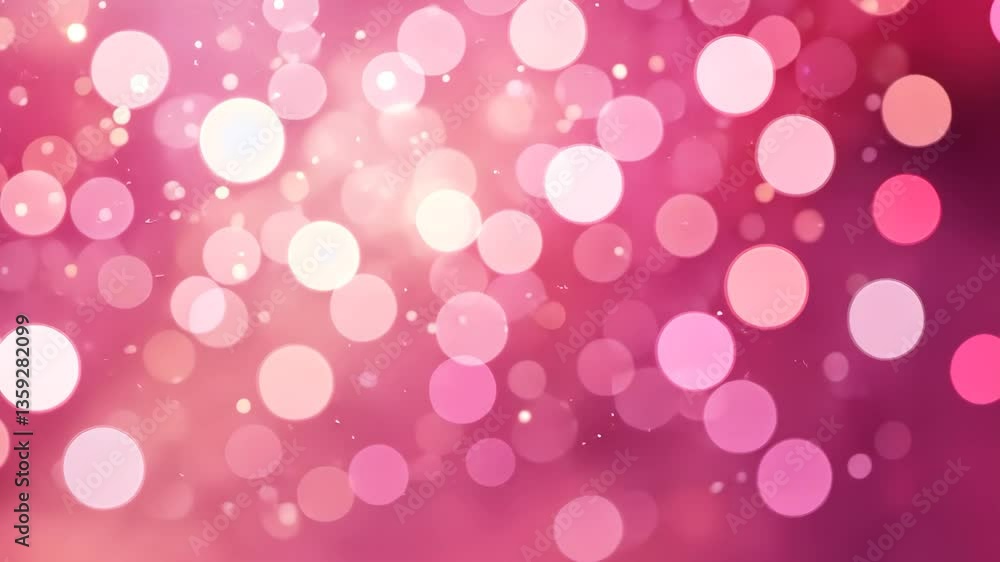 Poster abstract pink and white bokeh background with sparkling circles and lights