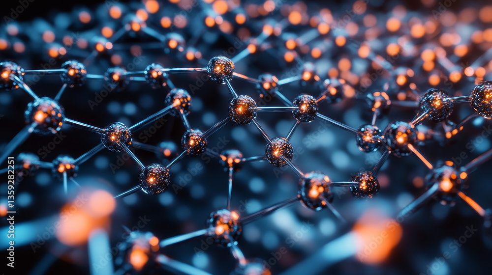 Poster synthetic cyber dna molecule. artificial intelligence neural network. crystal lattice, molecular str