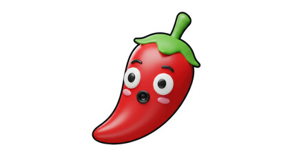 Isolated Shocked Pepper Symbolizing Surprise and Spiciness