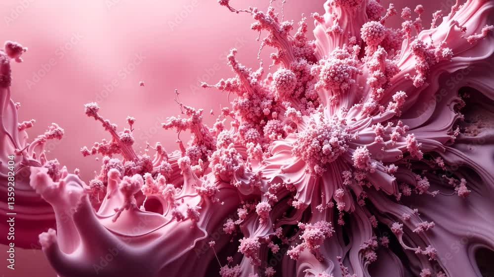 Aufkleber abstract pink fractal composition featuring detailed textures and dynamic flowing shapes in a surrea