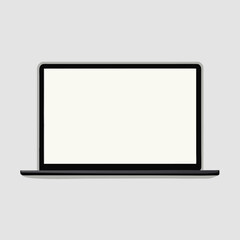 Realistic Laptop vector art mockup with blank white display on white background