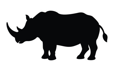 Silhouette of a rhinoceros, vector illustration isolated on white background.