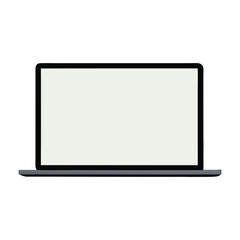 Realistic Laptop vector art mockup with blank white display on white background