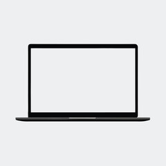 Realistic Laptop vector art mockup with blank white display on white background