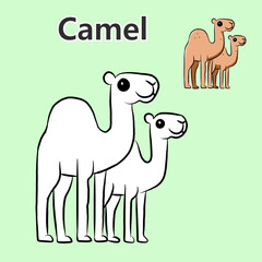 camel coloring pages for kids, learn the letters that form the word 