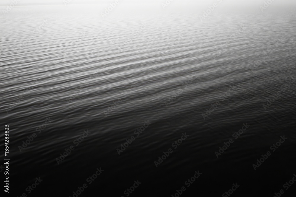 Poster the water is dark and the waves are very small. simple, elegant gradient background in gray tones, p