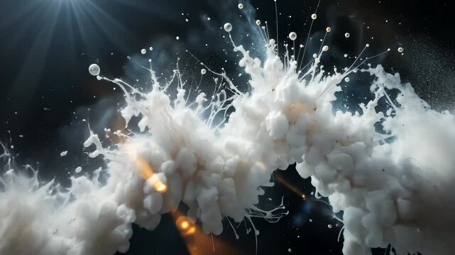Abstract Render Of White Smoke Bursting With Flare And Particle Effects