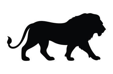 Bold silhouette of a majestic lion, vector illustration isolated on white background.