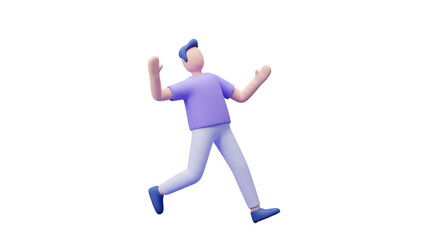 Isolated Cheerful Figure Leaping with Joy