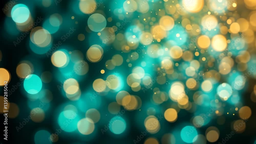 Aufkleber abstract teal and gold bokeh lights with soft focus and blurred effect creating a festive atmosphere