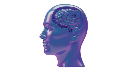 Isolated Human Head with Brain Health Concept