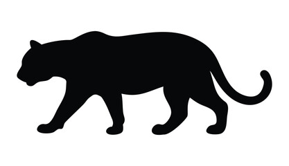 Silhouette of a walking jaguar, vector illustration isolated on white background.