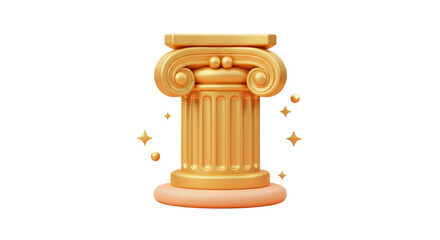 Isolated Golden Ionic Column Pedestal