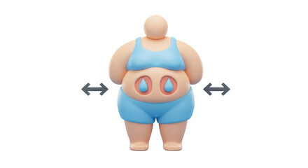 Isolated Overweight Figure with Arrows